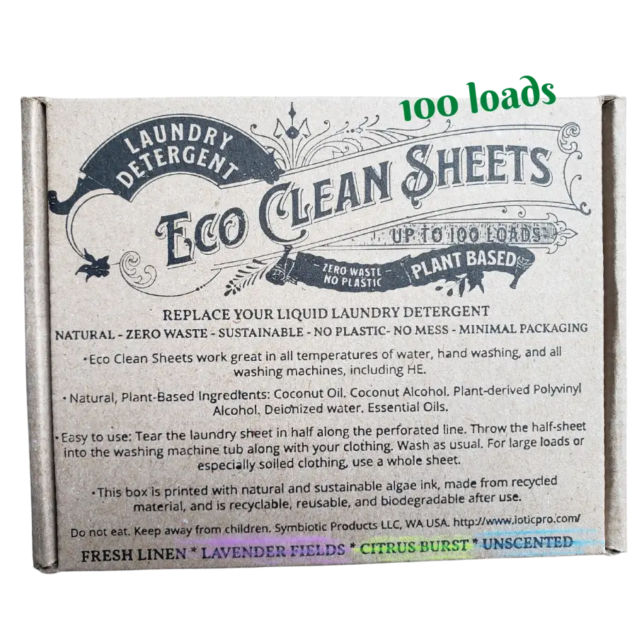 Laundry Detergent Sheets, 100 Loads, All-natural, Concentrated Eco Clean  Sheets in a Recycled Box Printed With Sustainable Algae-ink 