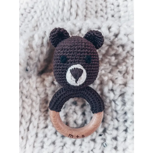 Marlowe and Sage LLC - Bear Hand Crochet Rattle - Brown